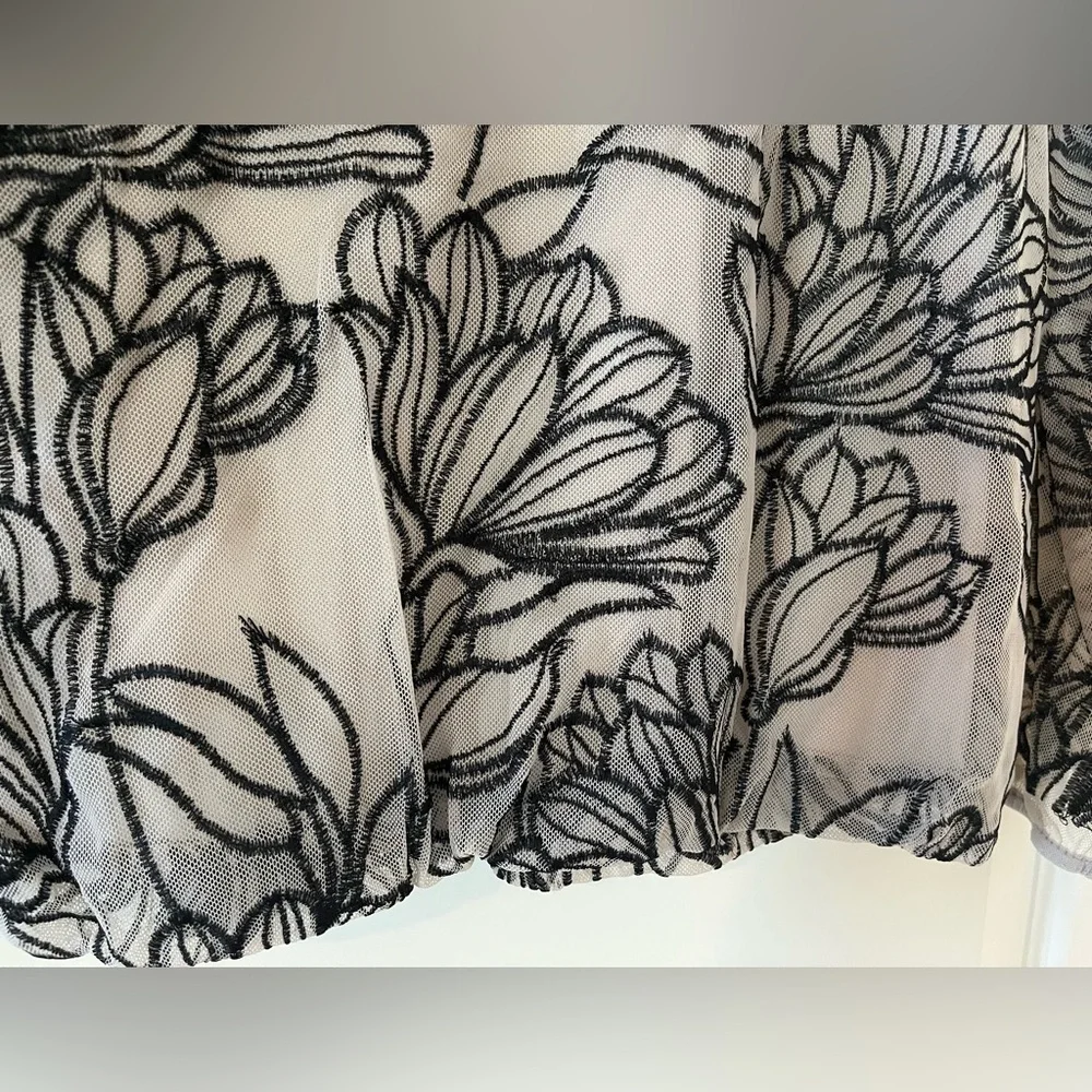 Alfani Taupe Rayon Blend Embroidery Floral Sheer Sleeve women’s size medium - Picture 3 of 14